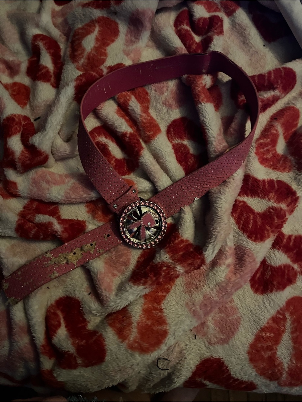 Pink Rhinestone Playboy Buckle Women's Fashion Belt